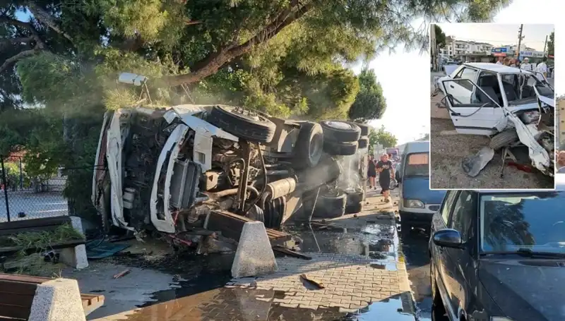Freni Patlayan Kamyon, Trafik Işığında Bekleyen Otomobillere Çarptı!