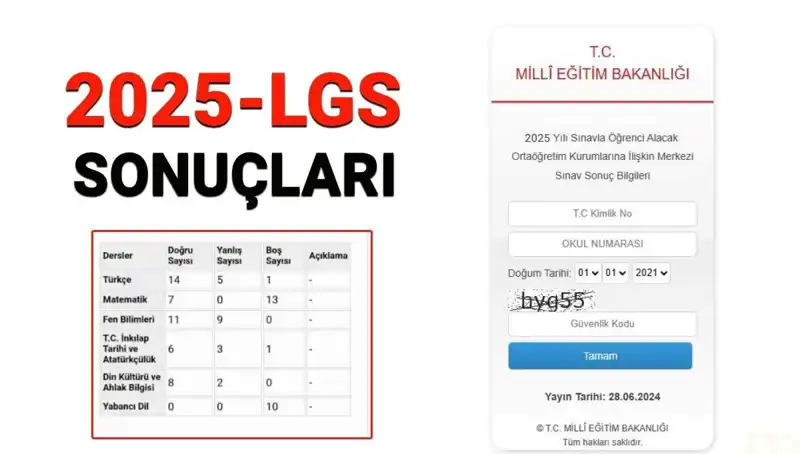 2025 LGS Sınav Sonuçları Açıklanma Tarihi ve Sorgulama Ekranı