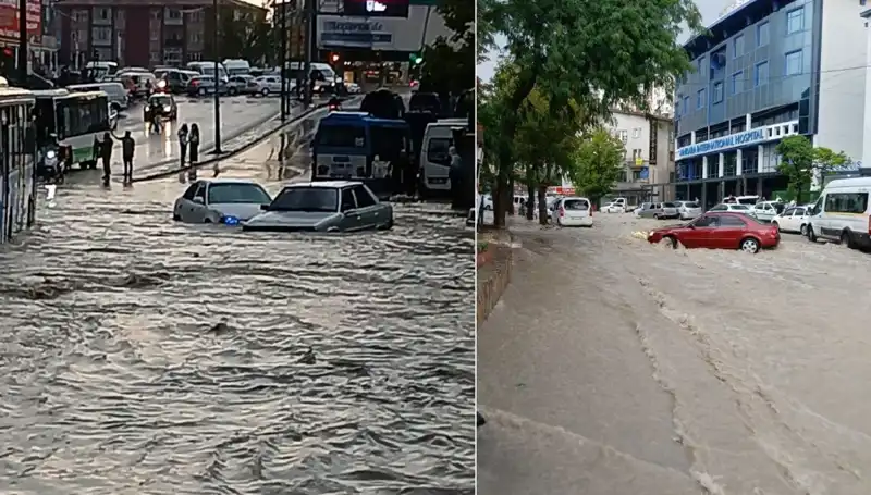 Ankara'da Şiddetli Yağışlar: Arabalar Sürüklendi, Hayat Durma Noktasına Geldi